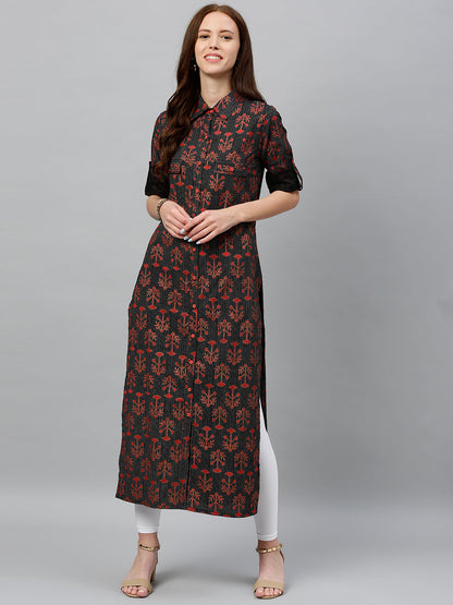 Cotton Printed A-Line Kurta