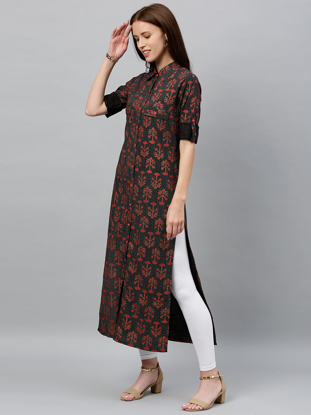 Cotton Printed A-Line Kurta