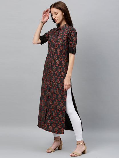 Cotton Printed A-Line Kurta