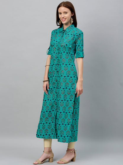Cotton Printed A-Line Kurta