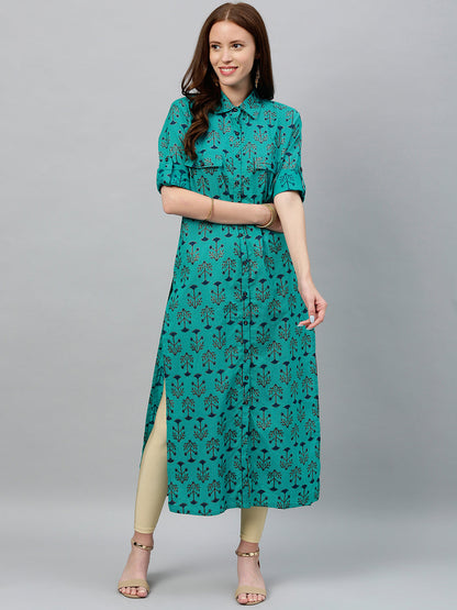 Cotton Printed A-Line Kurta