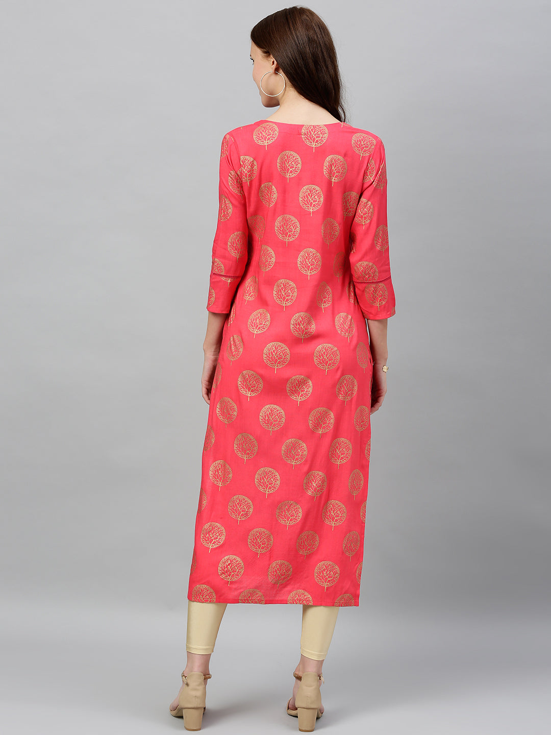 Rayon Gold Print Straight Kurta