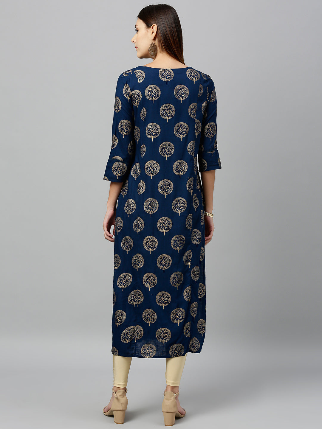 Rayon Gold Print Straight Kurta
