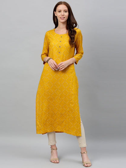 Rayon Printed Straight Kurta