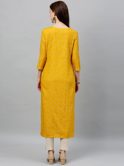 Rayon Printed Straight Kurta