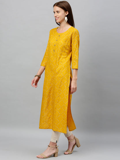 Rayon Printed Straight Kurta