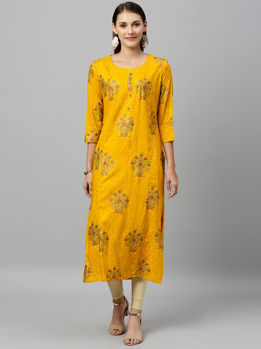 Rayon Buta Print Straight Kurta