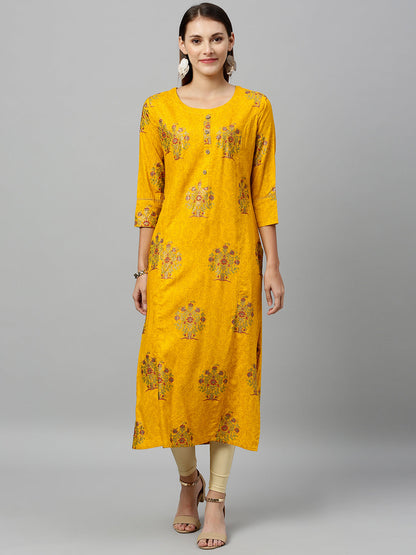 Rayon Buta Print Straight Kurta