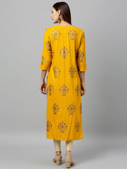 Rayon Buta Print Straight Kurta