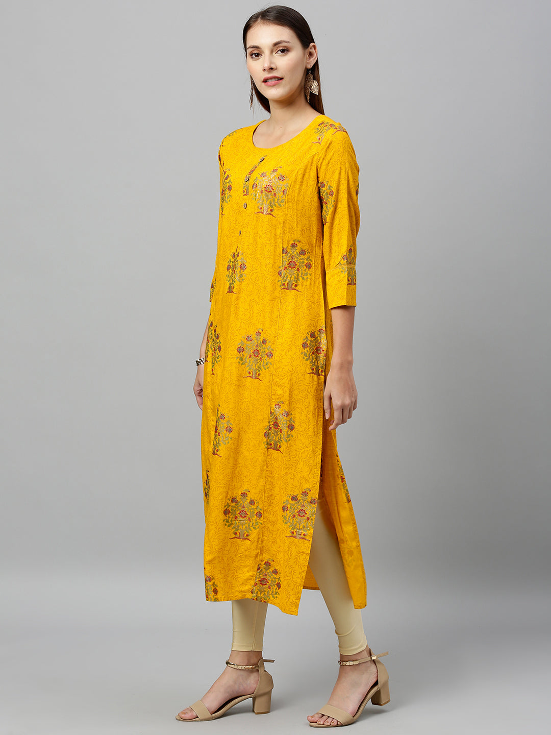 Rayon Buta Print Straight Kurta