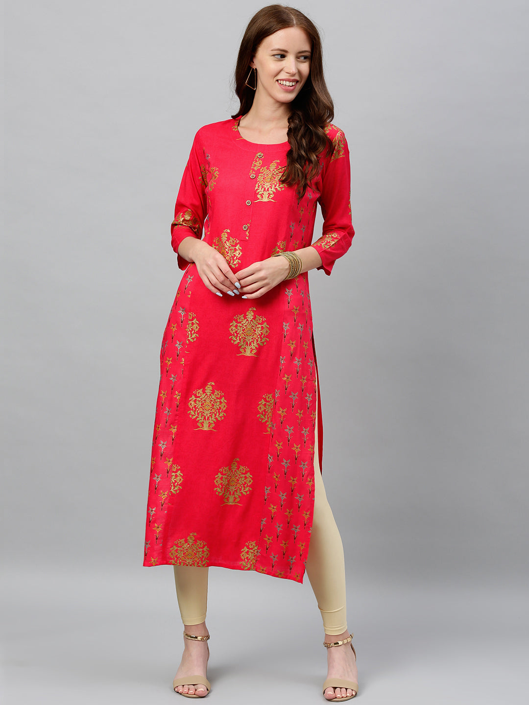 Rayon Buta Print Straight Kurta