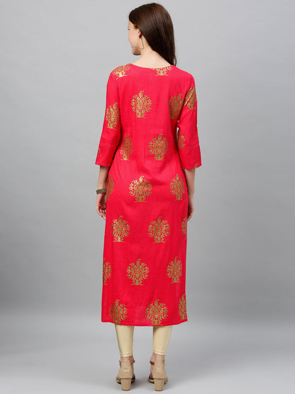 Rayon Buta Print Straight Kurta