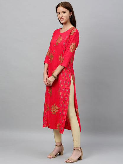 Rayon Buta Print Straight Kurta