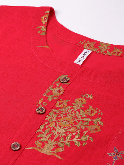 Rayon Buta Print Straight Kurta