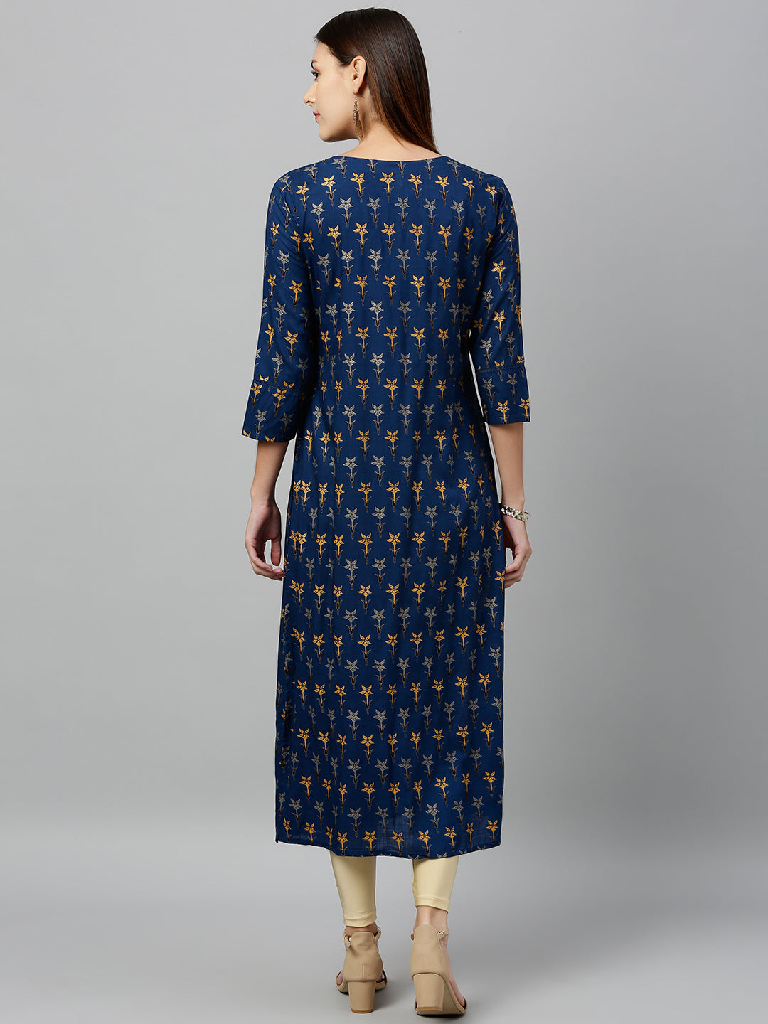 Rayon Floral Print Straight Kurta