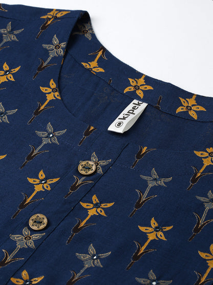 Rayon Floral Print Straight Kurta