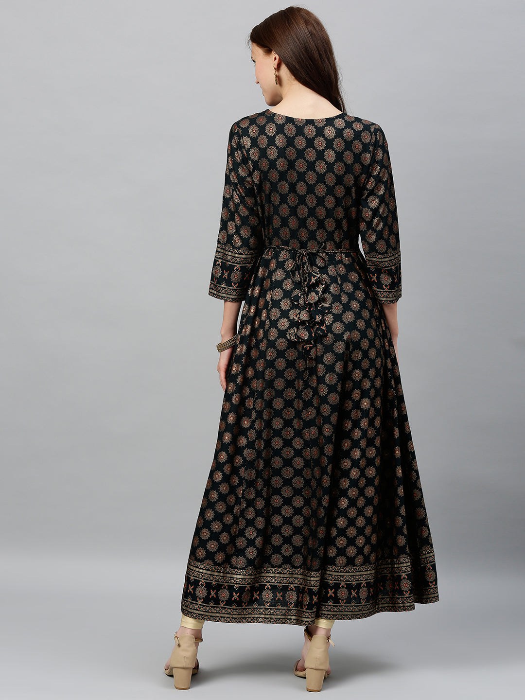 Rayon Gold Print Anarkali Kurta