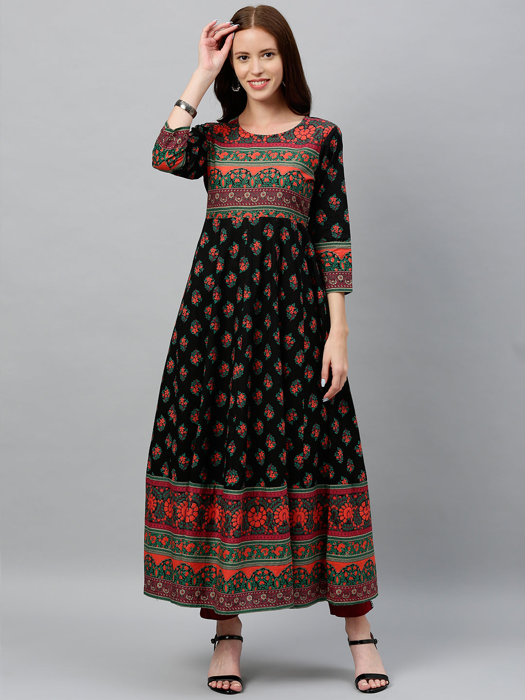 Cotton Floral Print Anarkali Kurta