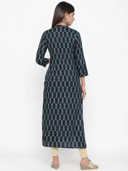 Rayon Straight Kurti (Navy Blue)