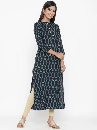 Rayon Straight Kurti (Navy Blue)