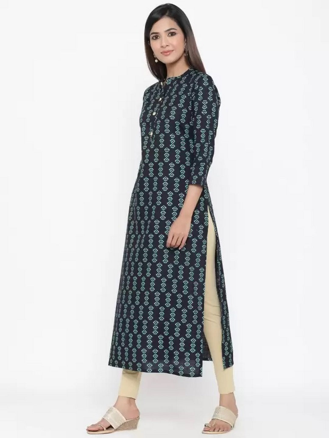 Rayon Straight Kurti (Navy Blue)