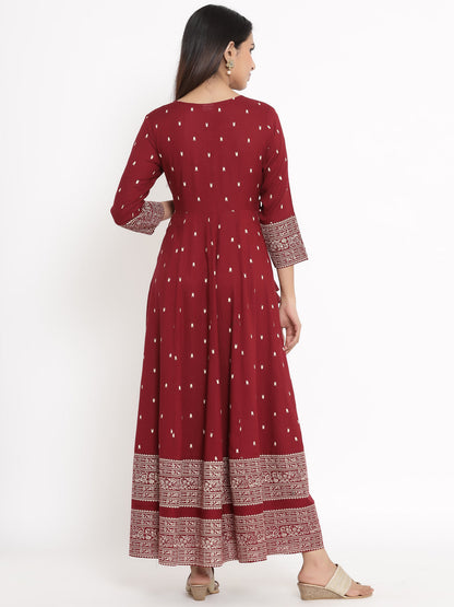Rayon Floral Print Anarkali Kurta