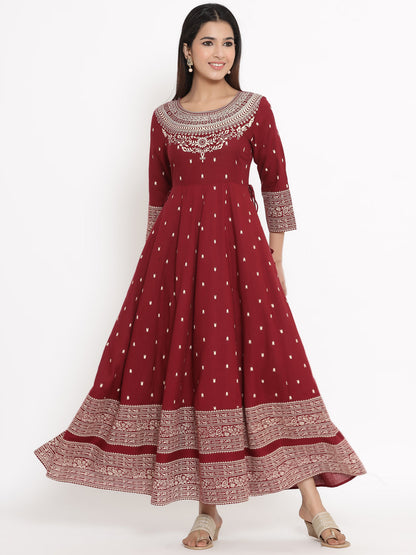 Rayon Floral Print Anarkali Kurta