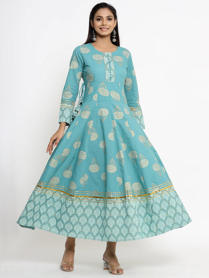 Rayon Gold Print Anarkali Kurta