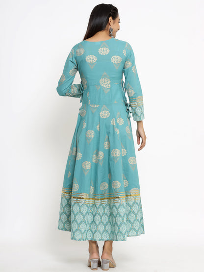 Rayon Gold Print Anarkali Kurta