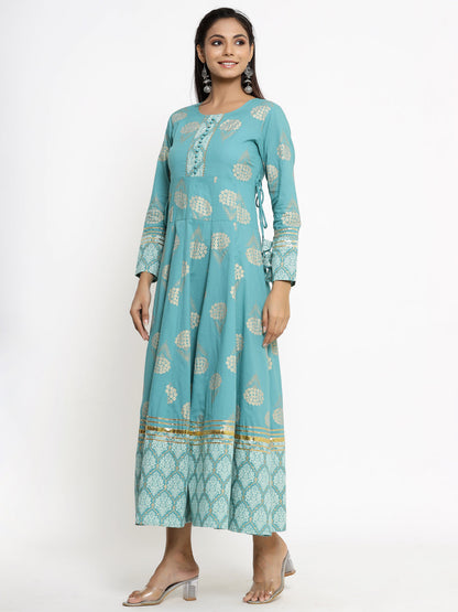 Rayon Gold Print Anarkali Kurta