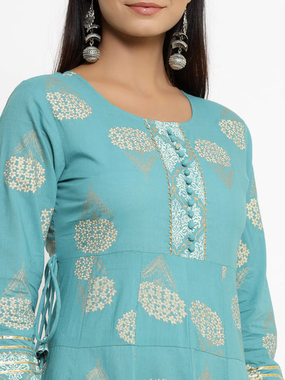 Rayon Gold Print Anarkali Kurta