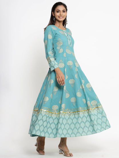 Rayon Gold Print Anarkali Kurta
