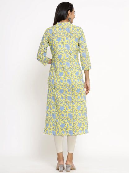 Cotton Floral Print Straight Kurta