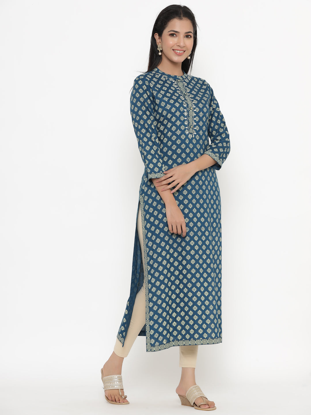 Rayon Block Print Straight Kurta