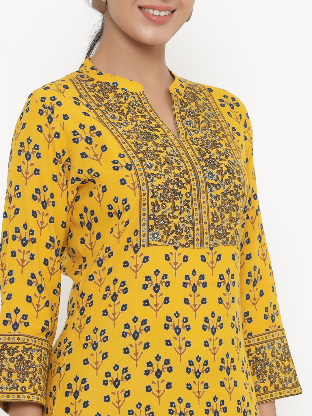 Rayon Floral Print Straight Kurta