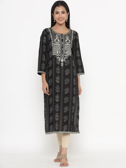 Rayon Bandhni Print Straight Kurta