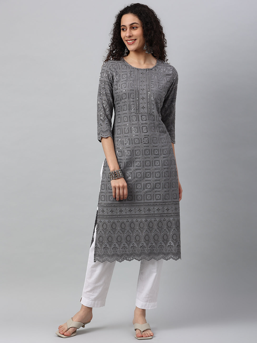 Rayon Embroidery Straight Kurta