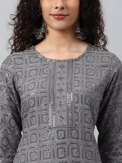 Rayon Embroidery Straight Kurta