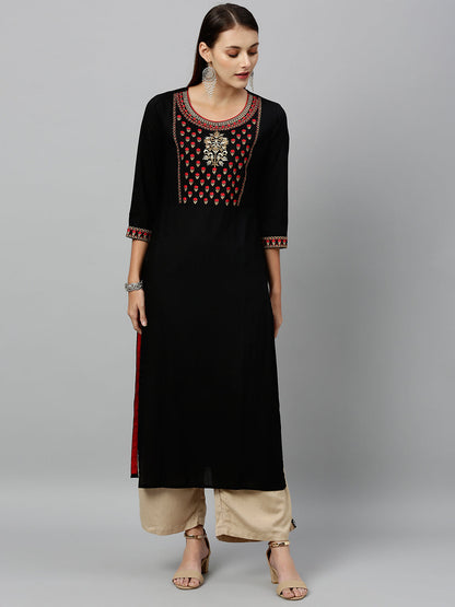 Rayon Solid Straight Kurta