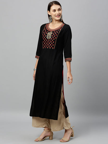 Rayon Solid Straight Kurta