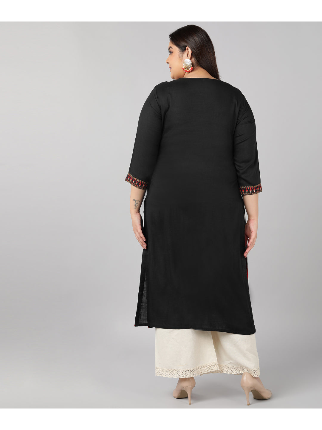 Rayon Solid Straight Kurta (Black)