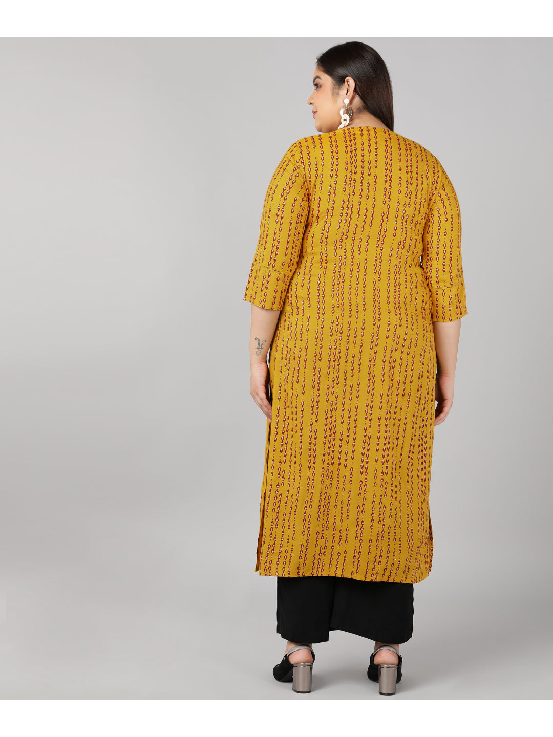 Rayon Printed Straight Kurta (Red)