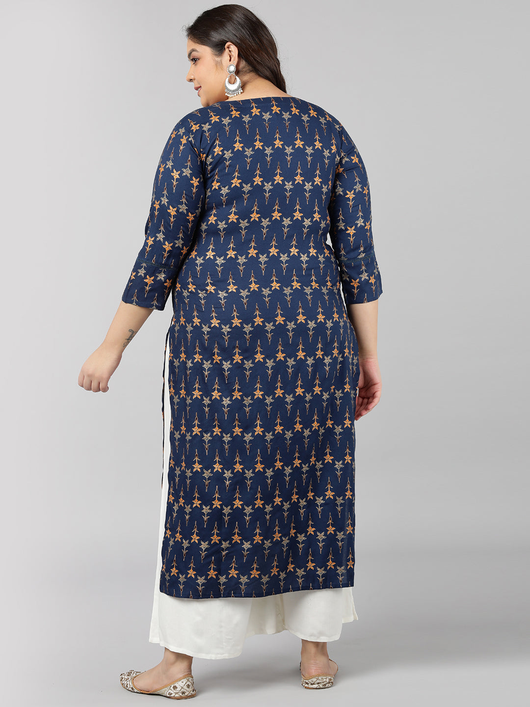 Rayon Floral Print Straight Kurta (Teal)