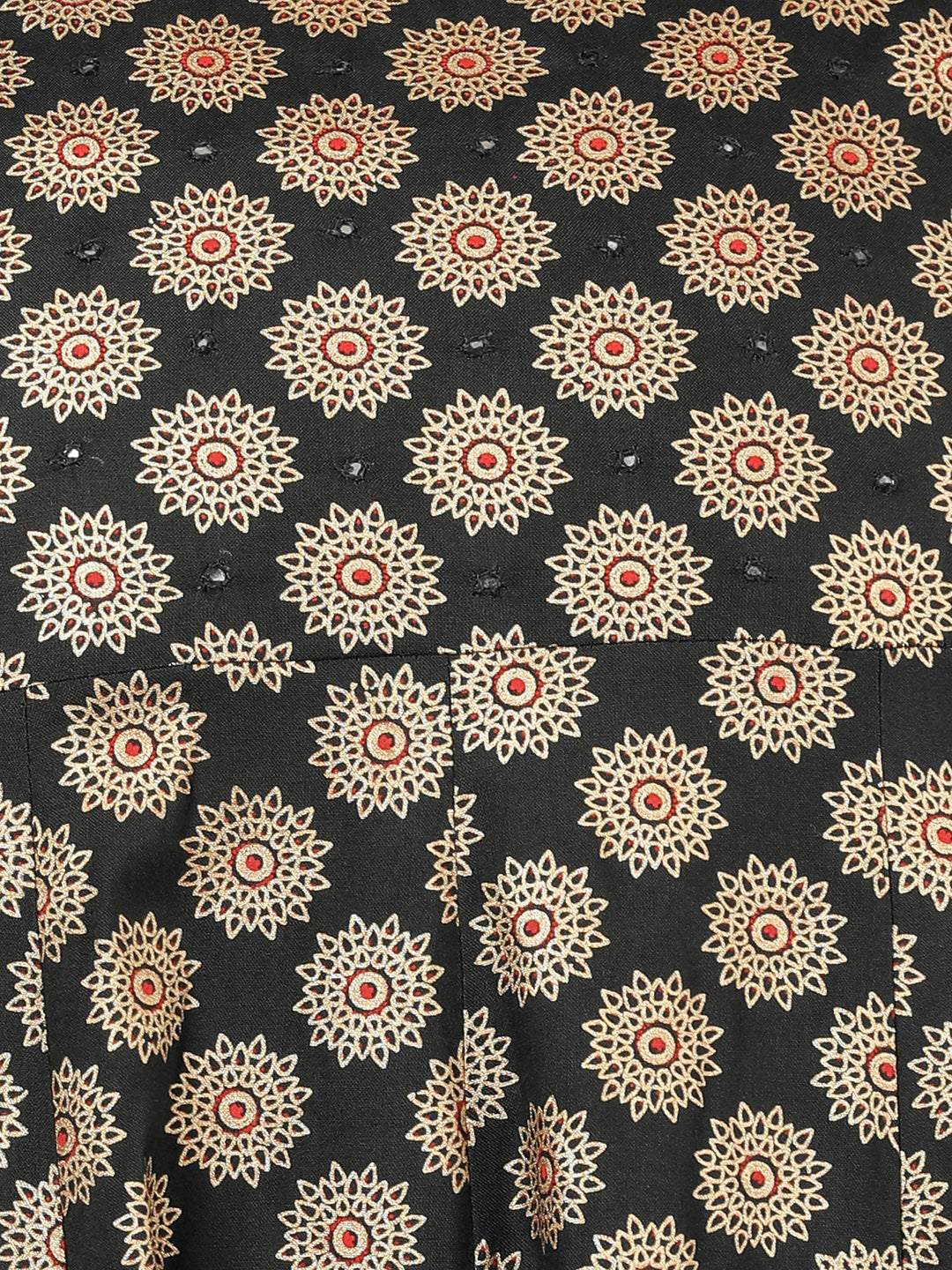 Rayon Gold Print Anarkali Kurta (Teal)