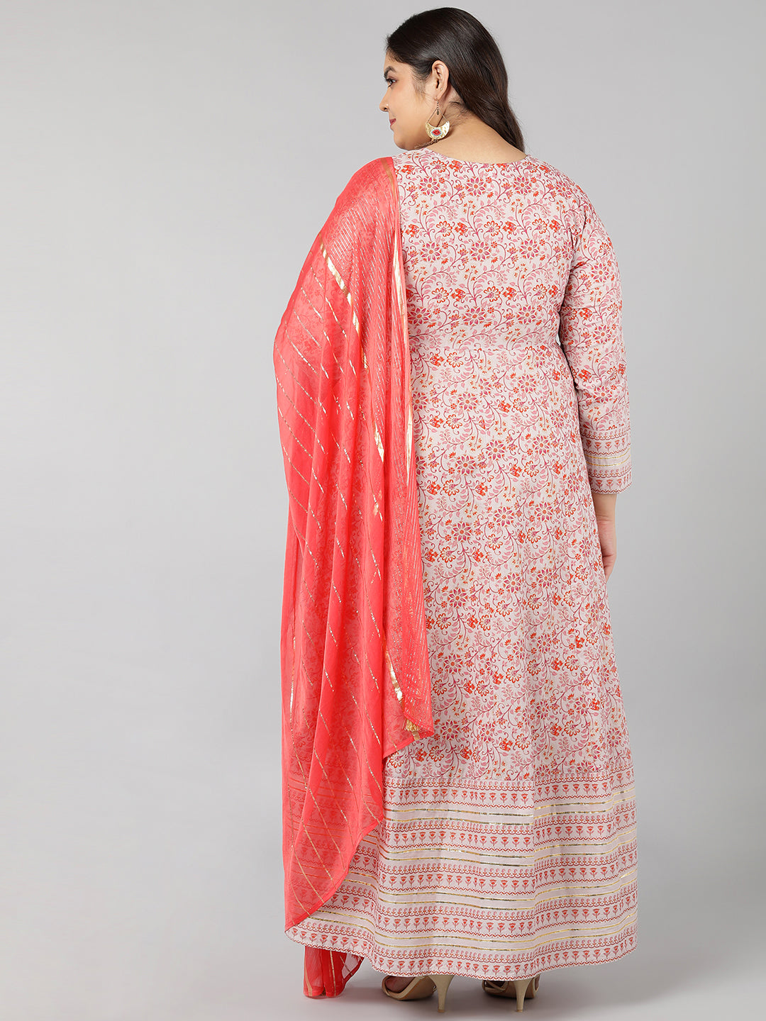 Cotton Printed Regular Kurta Set (Off-White)