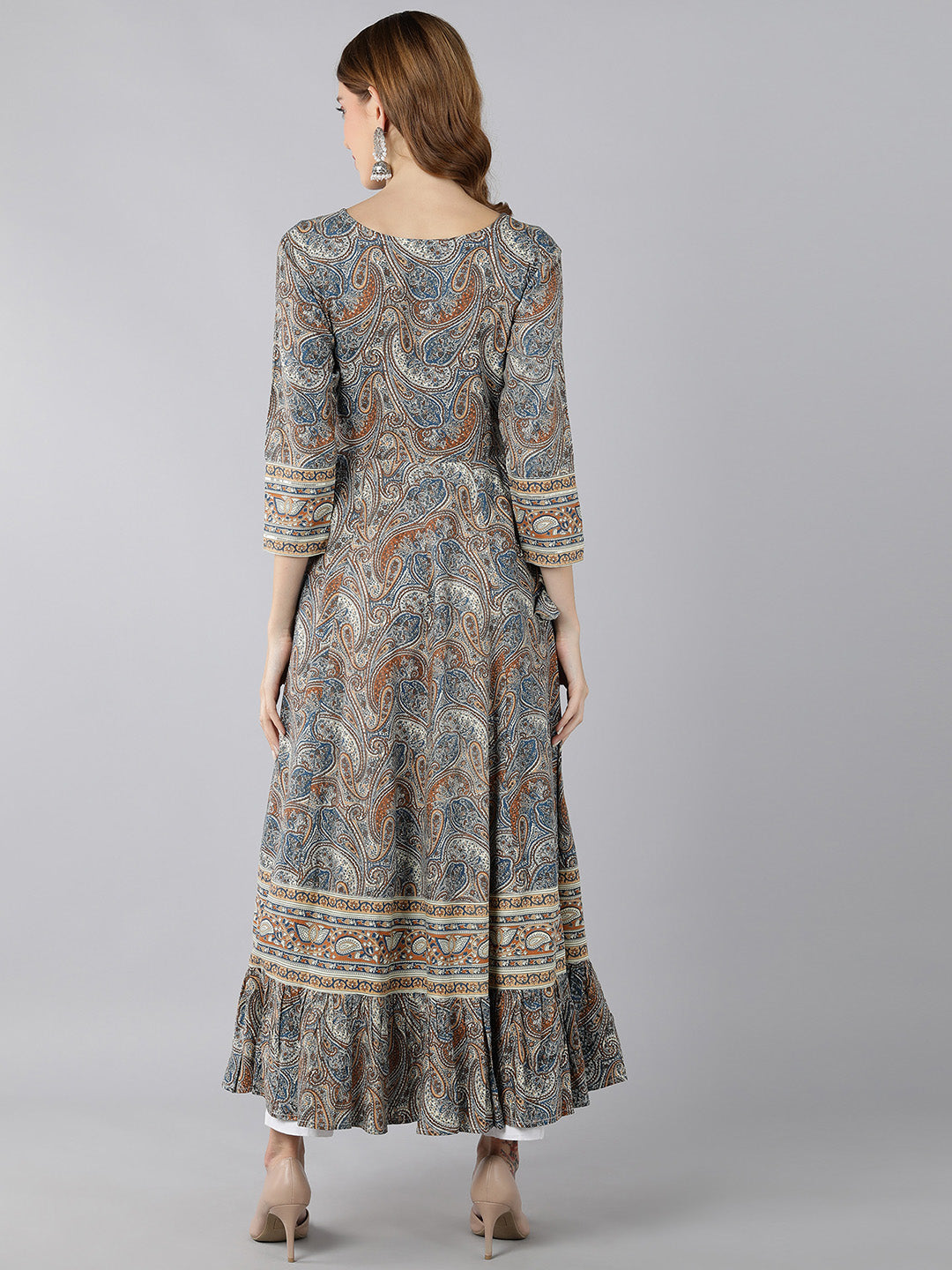 Rayon Printed Anarkali Kurta (Multicolour)