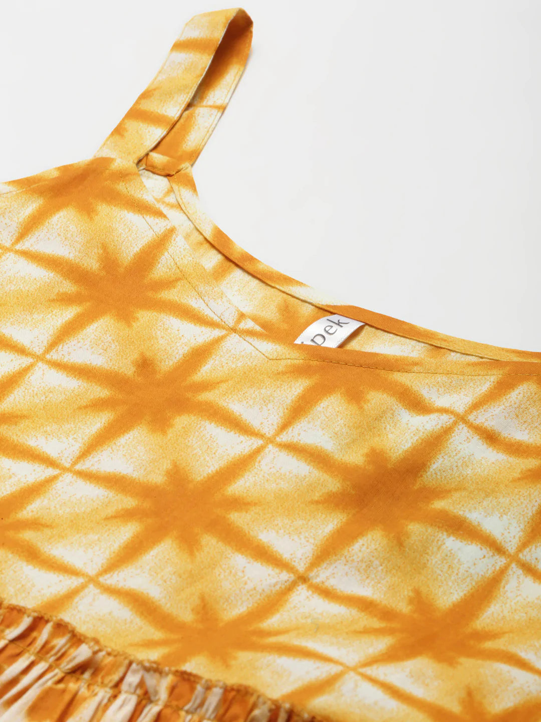 Cotton Tie Die Flared Kurta (Yellow)