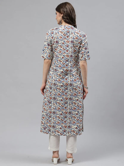 Cotton A-line Kurta (White)