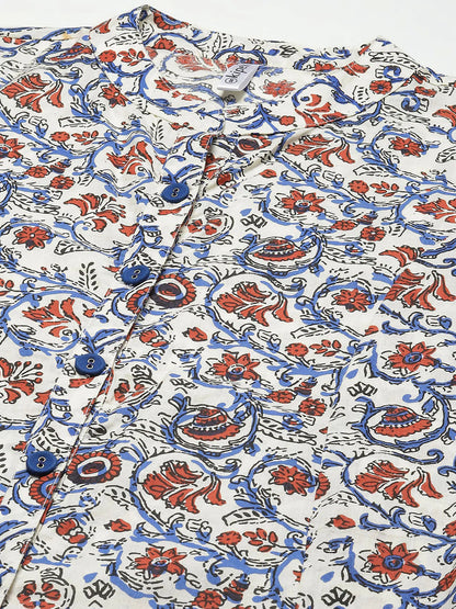 Cotton A-line Kurta (White)