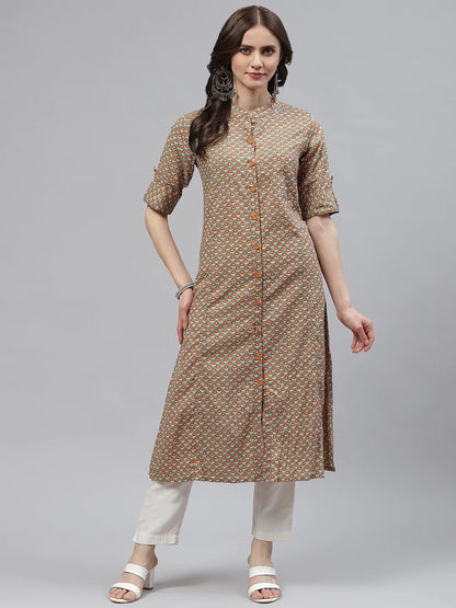 Cotton A-line Kurta (Light Green)